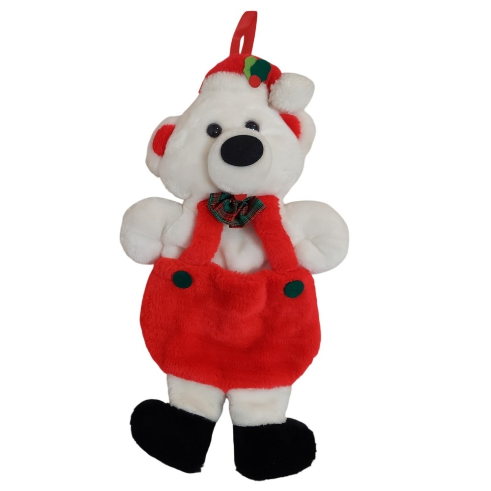 Vintage Santas Best 20" White Teddy‎ Bear 1980s Christmas 3D Stocking Plush